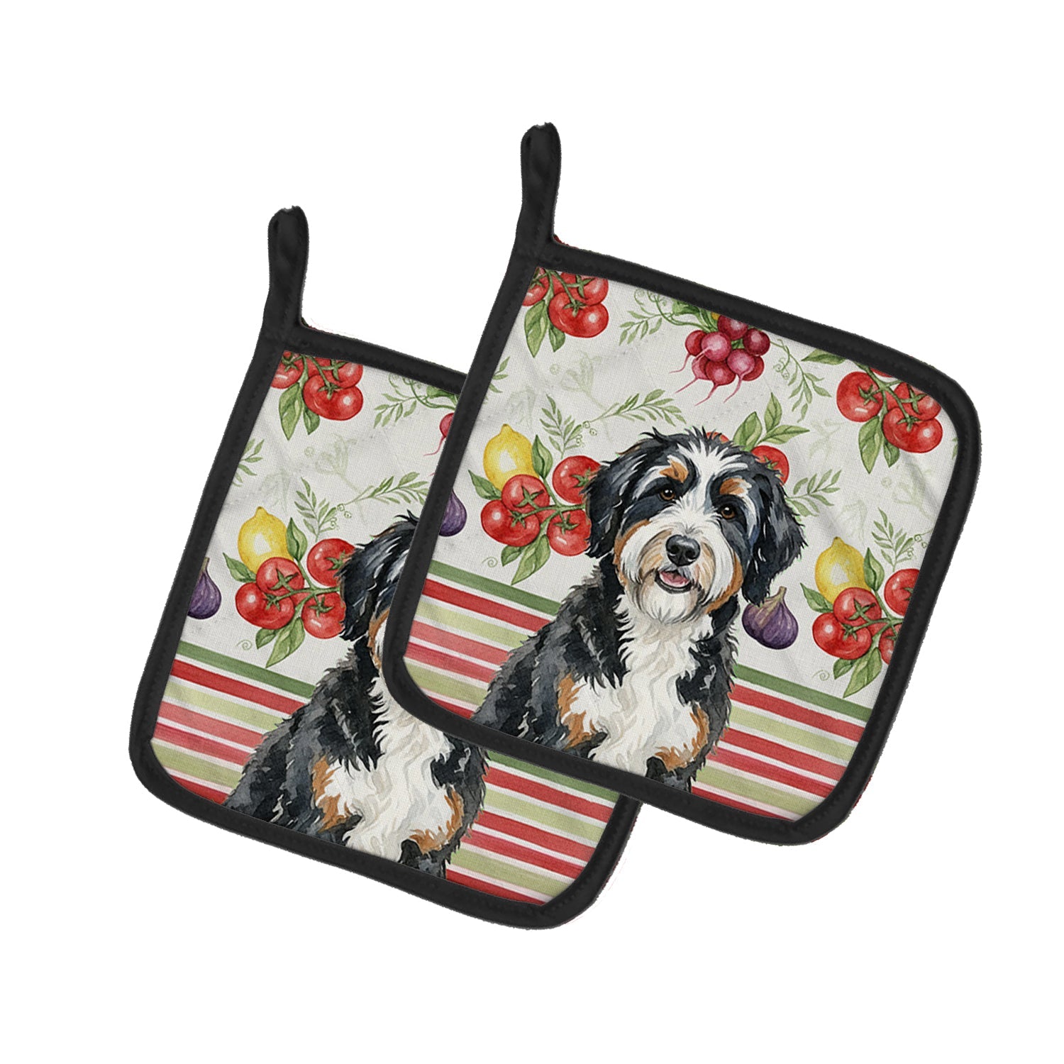 Berndoodle Vegetables Pot Holder Set of 2 Heat Resistant Quilted Hot Pads 7.5 x 7.5 Inch, Insulated Kitchen Trivets for Cooking & Baking