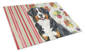 Bernese Mountain Dog Vegetables Cutting Board Tempered Glass Kitchen Cutting Surface, Heat Resistant Chopping, Non-Slip Feet, Food Prep & Serving