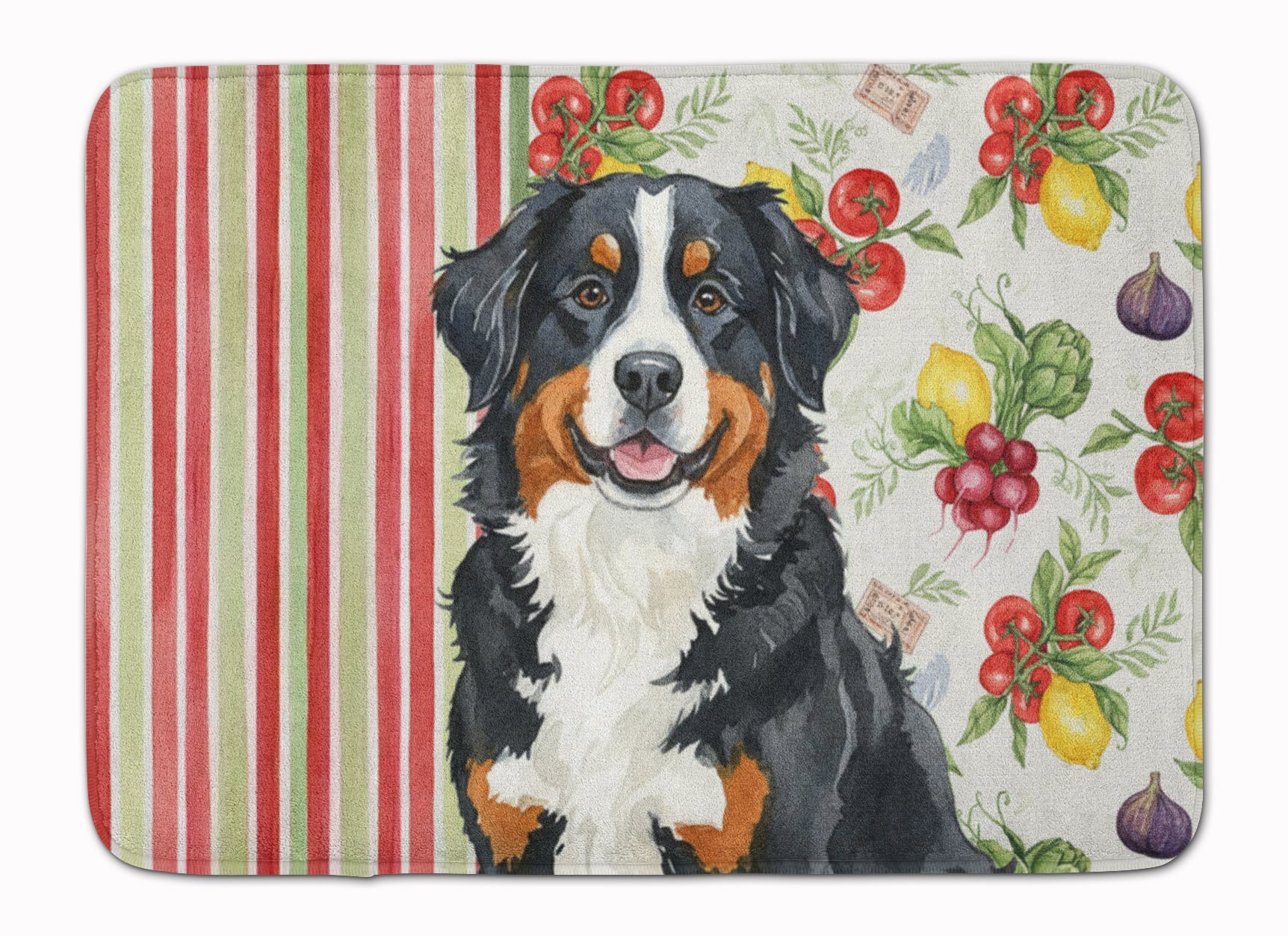 Bernese Mountain Dog Vegetables Memory Foam Kitchen Mat Machine Washable Anti-Fatigue Cushion Comfort Bath or Kitchen Rug