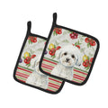 Bichon Frise Vegetables Pot Holder Set of 2 Heat Resistant Quilted Hot Pads 7.5 x 7.5 Inch, Insulated Kitchen Trivets for Cooking & Baking