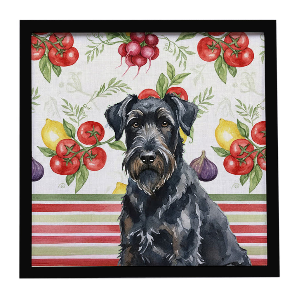 Black Russian Terrier Vegetables Framed Metal Print Bathroom, Kitchen, Office, Home Decor Wall Art Ready to Hang, Square, 8X8