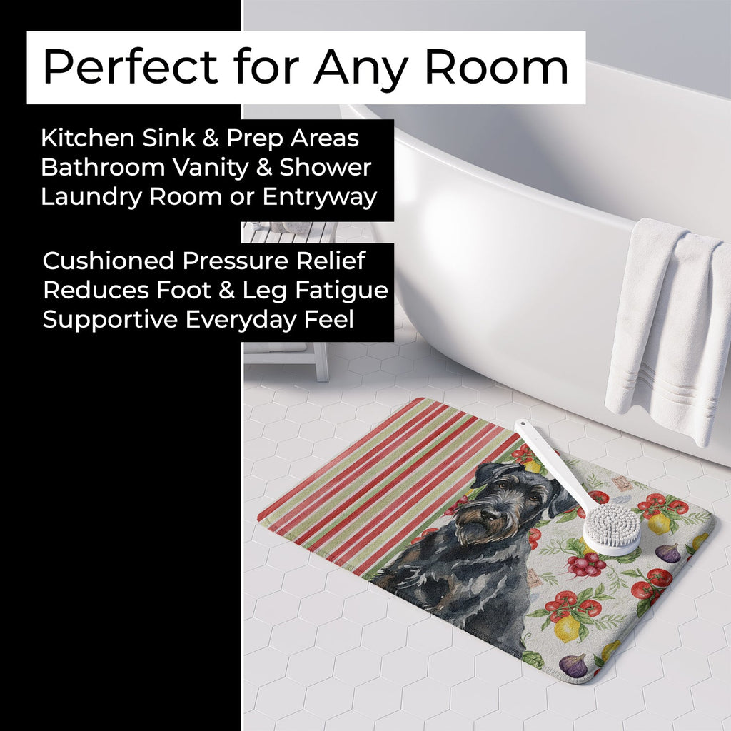 Black Russian Terrier Vegetables Memory Foam Kitchen Mat Machine Washable Anti-Fatigue Cushion Comfort Bath or Kitchen Rug