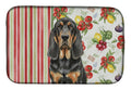 Black and Tan Bloodhound Vegetables Dish Drying Mat Absorbent Dish Drying Mat Pad for Kitchen Counter Dish Drainer Mat for Countertop, 14 x 21", Multicolor