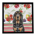 Black and Tan Bloodhound Vegetables Framed Metal Print Bathroom, Kitchen, Office, Home Decor Wall Art Ready to Hang, Square, 8X8