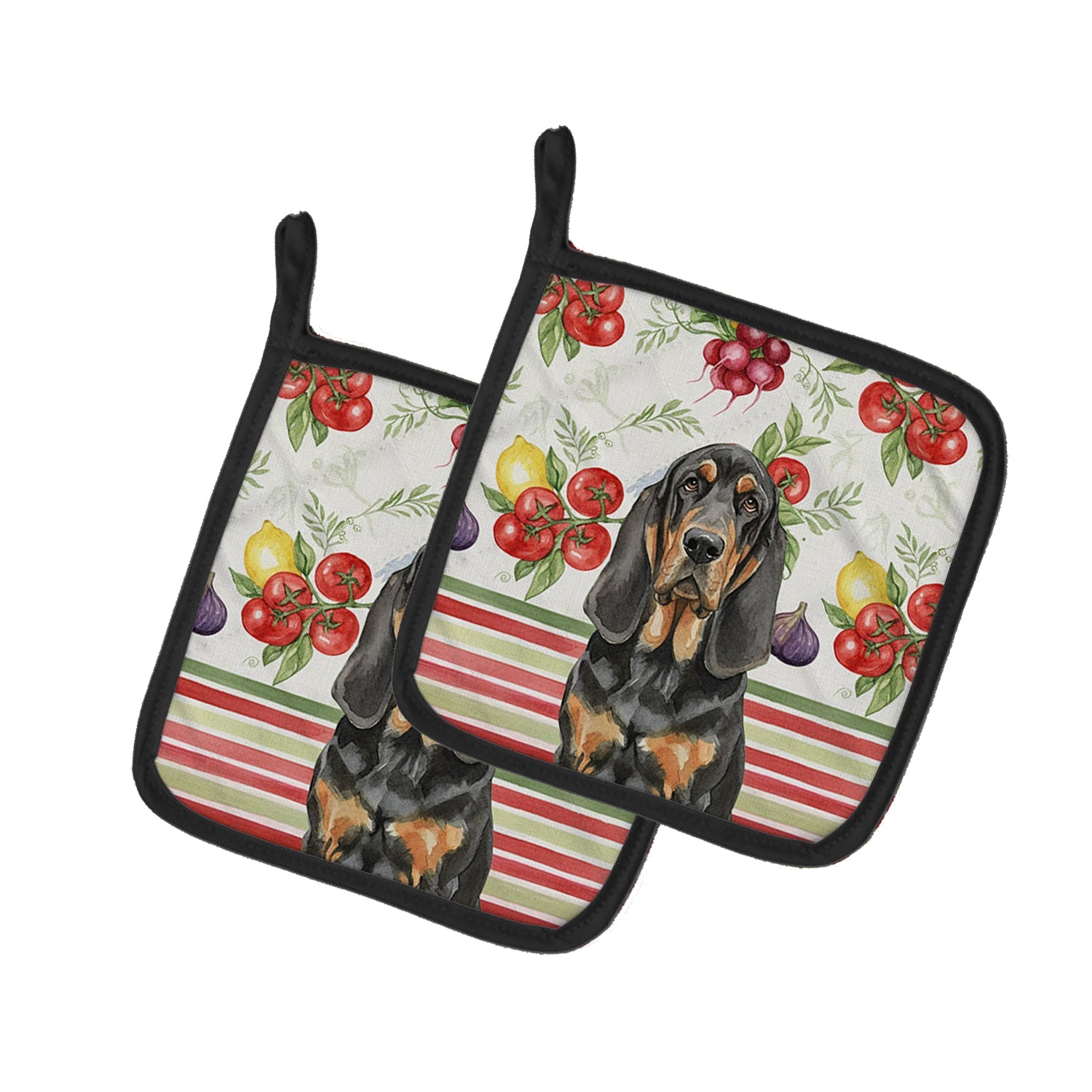 Black and Tan Bloodhound Vegetables Pot Holder Set of 2 Heat Resistant Quilted Hot Pads 7.5 x 7.5 Inch, Insulated Kitchen Trivets for Cooking & Baking
