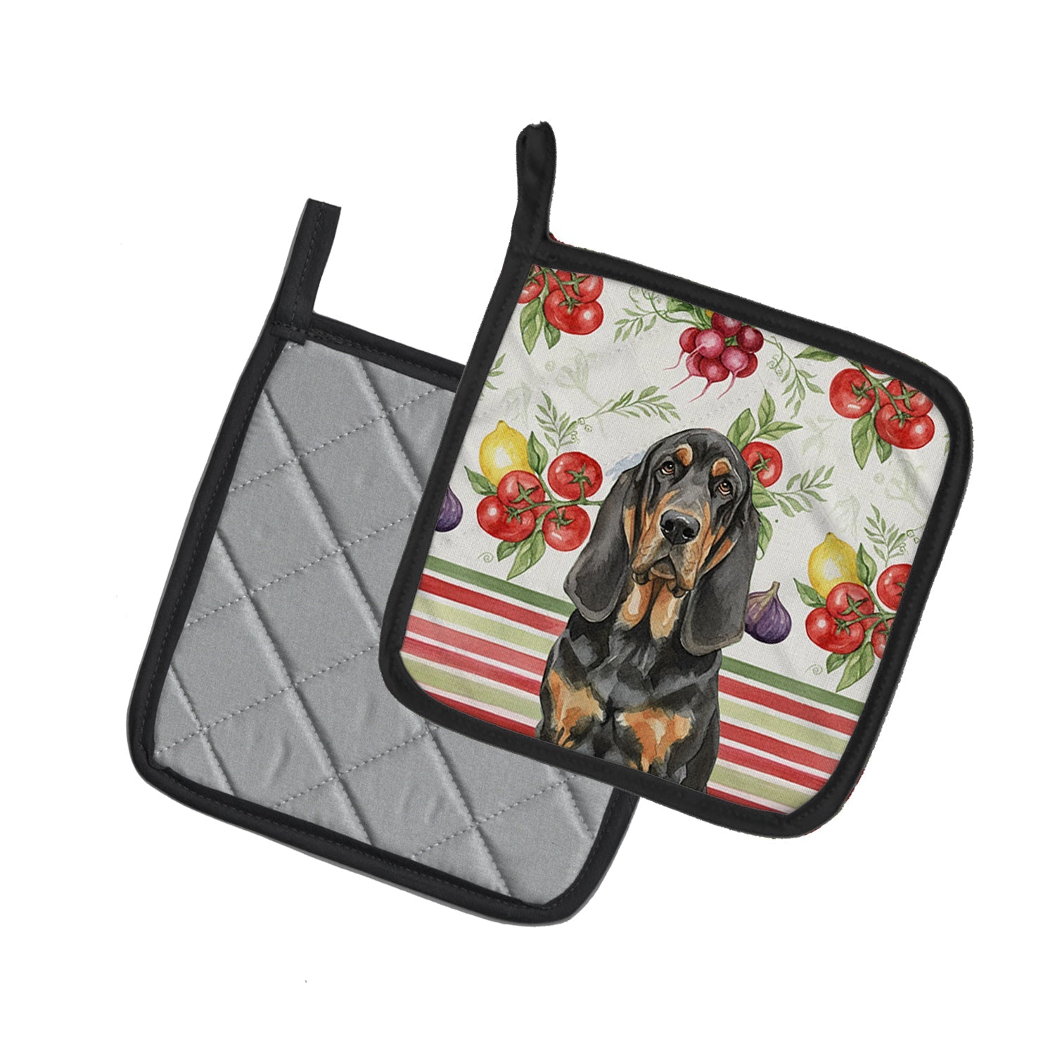 Black and Tan Bloodhound Vegetables Pot Holder Set of 2 Heat Resistant Quilted Hot Pads 7.5 x 7.5 Inch, Insulated Kitchen Trivets for Cooking & Baking