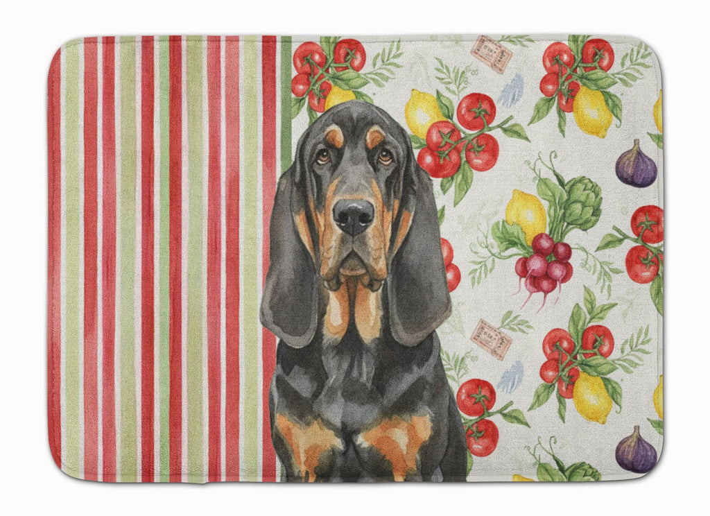 Black and Tan Bloodhound Vegetables Memory Foam Kitchen Mat Machine Washable Anti-Fatigue Cushion Comfort Bath or Kitchen Rug
