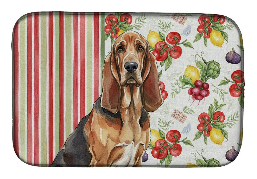Liver and Tan Bloodhound Vegetables Dish Drying Mat Absorbent Dish Drying Mat Pad for Kitchen Counter Dish Drainer Mat for Countertop, 14 x 21", Multicolor