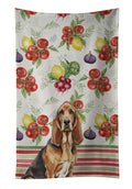 Liver and Tan Bloodhound Vegetables Kitchen Towel Velour Plush Front and Cotton Loop Back Machine Washable
