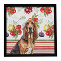 Liver and Tan Bloodhound Vegetables Framed Metal Print Bathroom, Kitchen, Office, Home Decor Wall Art Ready to Hang, Square, 8X8