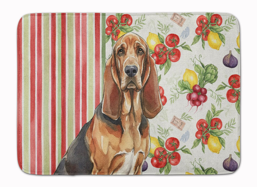 Liver and Tan Bloodhound Vegetables Memory Foam Kitchen Mat Machine Washable Anti-Fatigue Cushion Comfort Bath or Kitchen Rug