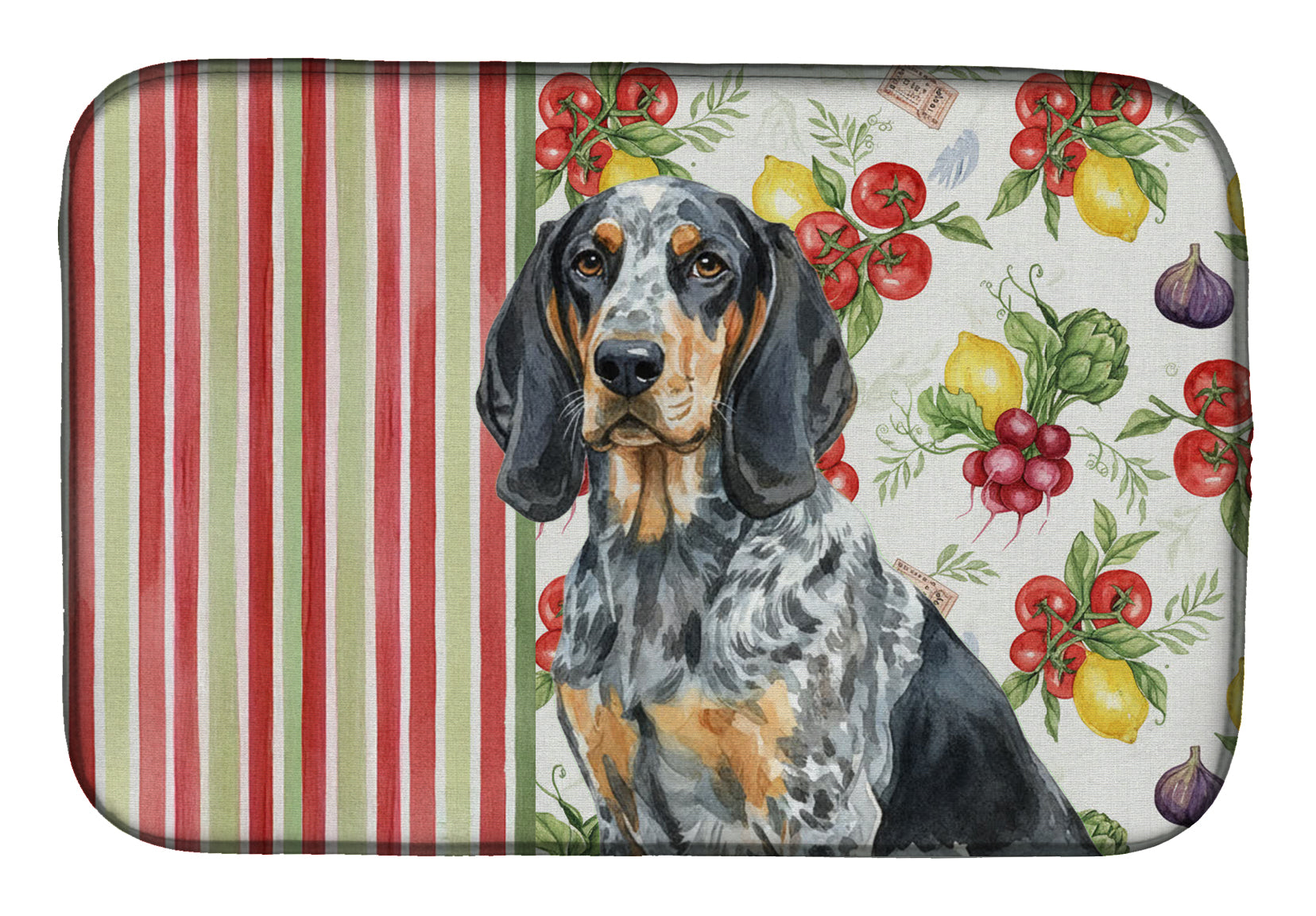 Bluetick Coonhound Vegetables Dish Drying Mat Absorbent Dish Drying Mat Pad for Kitchen Counter Dish Drainer Mat for Countertop, 14 x 21", Multicolor