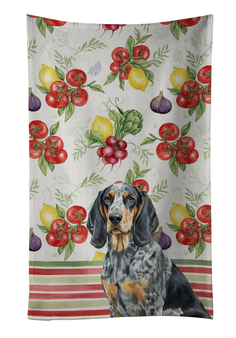 Bluetick Coonhound Vegetables Kitchen Towel Velour Plush Front and Cotton Loop Back Machine Washable
