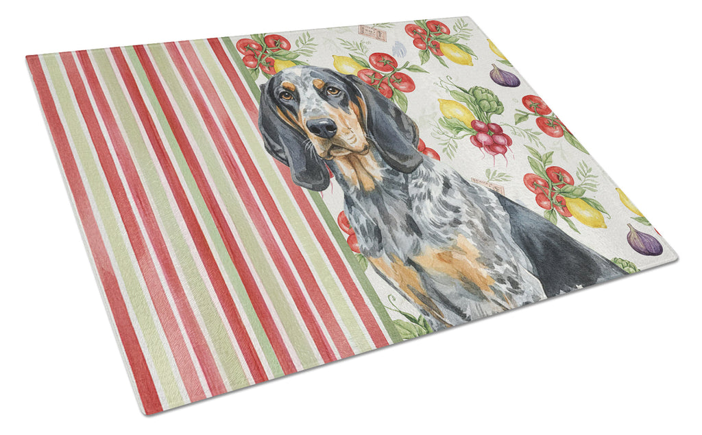 Bluetick Coonhound Vegetables Cutting Board Tempered Glass Kitchen Cutting Surface, Heat Resistant Chopping, Non-Slip Feet, Food Prep & Serving