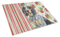 Bluetick Coonhound Vegetables Cutting Board Tempered Glass Kitchen Cutting Surface, Heat Resistant Chopping, Non-Slip Feet, Food Prep & Serving