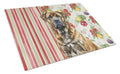 Brindle Boerboel Vegetables Cutting Board Tempered Glass Kitchen Cutting Surface, Heat Resistant Chopping, Non-Slip Feet, Food Prep & Serving
