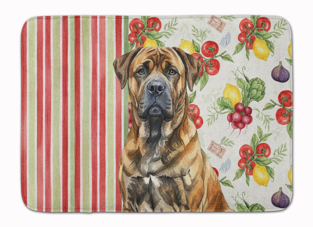 Brindle Boerboel Vegetables Memory Foam Kitchen Mat Machine Washable Anti-Fatigue Cushion Comfort Bath or Kitchen Rug