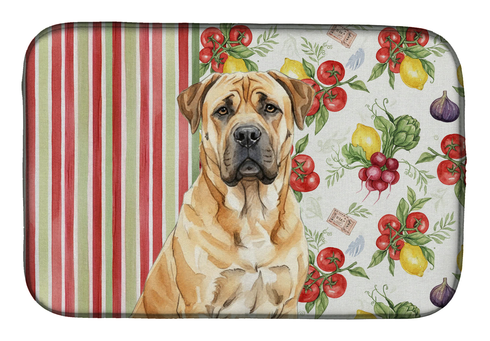 Fawn Boerboel Vegetables Dish Drying Mat Absorbent Dish Drying Mat Pad for Kitchen Counter Dish Drainer Mat for Countertop, 14 x 21", Multicolor