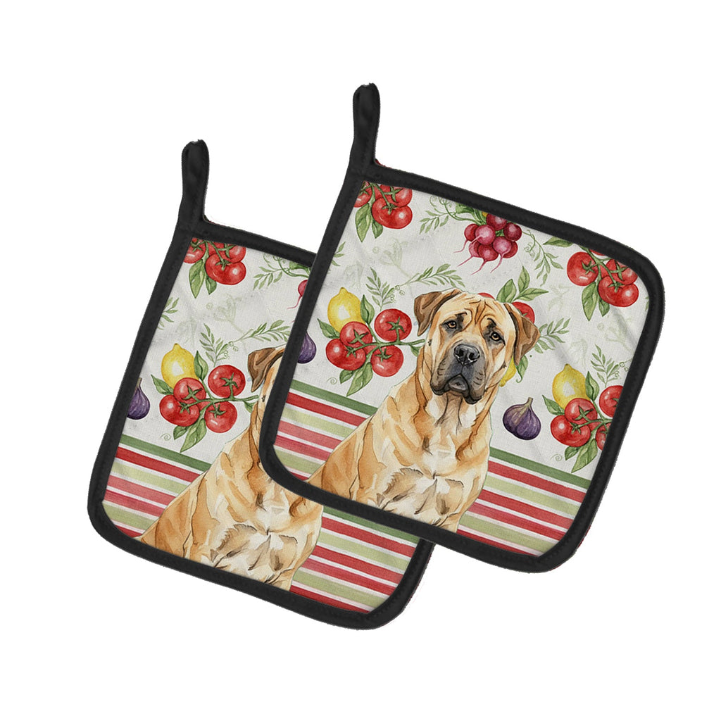 Fawn Boerboel Vegetables Pot Holder Set of 2 Heat Resistant Quilted Hot Pads 7.5 x 7.5 Inch, Insulated Kitchen Trivets for Cooking & Baking