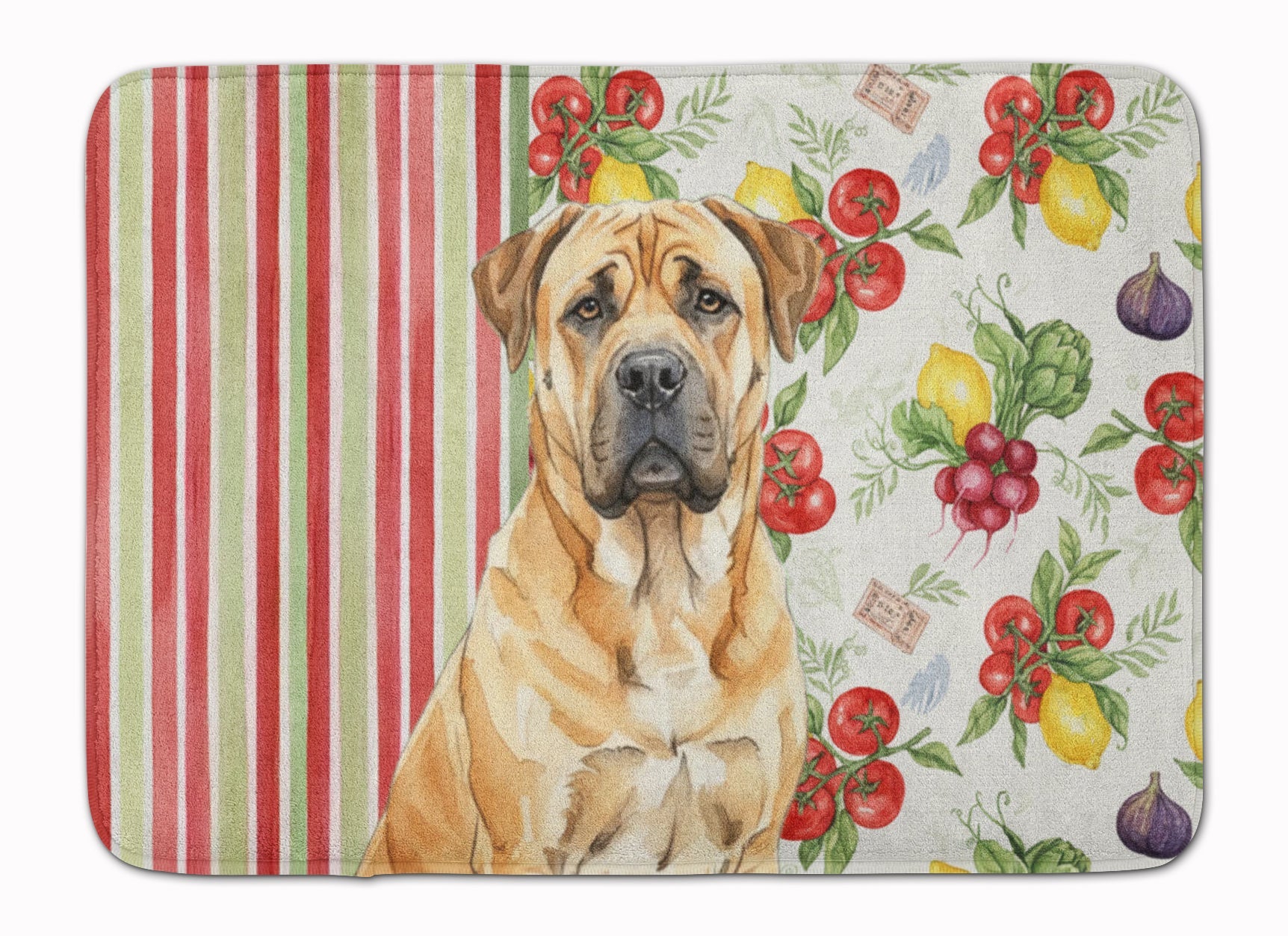 Fawn Boerboel Vegetables Memory Foam Kitchen Mat Machine Washable Anti-Fatigue Cushion Comfort Bath or Kitchen Rug