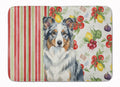 Blue Merle Border Collie Vegetables Memory Foam Kitchen Mat Machine Washable Anti-Fatigue Cushion Comfort Bath or Kitchen Rug