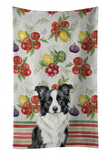 Border Collie Vegetables Kitchen Towel Velour Plush Front and Cotton Loop Back Machine Washable