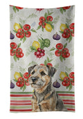Grizzle and Tan Border Terrier Vegetables Kitchen Towel Velour Plush Front and Cotton Loop Back Machine Washable