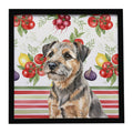 Grizzle and Tan Border Terrier Vegetables Framed Metal Print Bathroom, Kitchen, Office, Home Decor Wall Art Ready to Hang, Square, 8X8