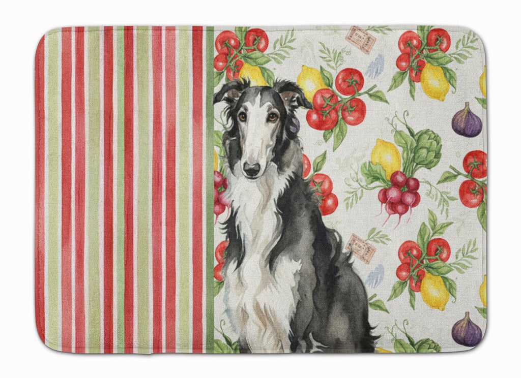 Black and White Borzoi Vegetables Memory Foam Kitchen Mat Machine Washable Anti-Fatigue Cushion Comfort Bath or Kitchen Rug