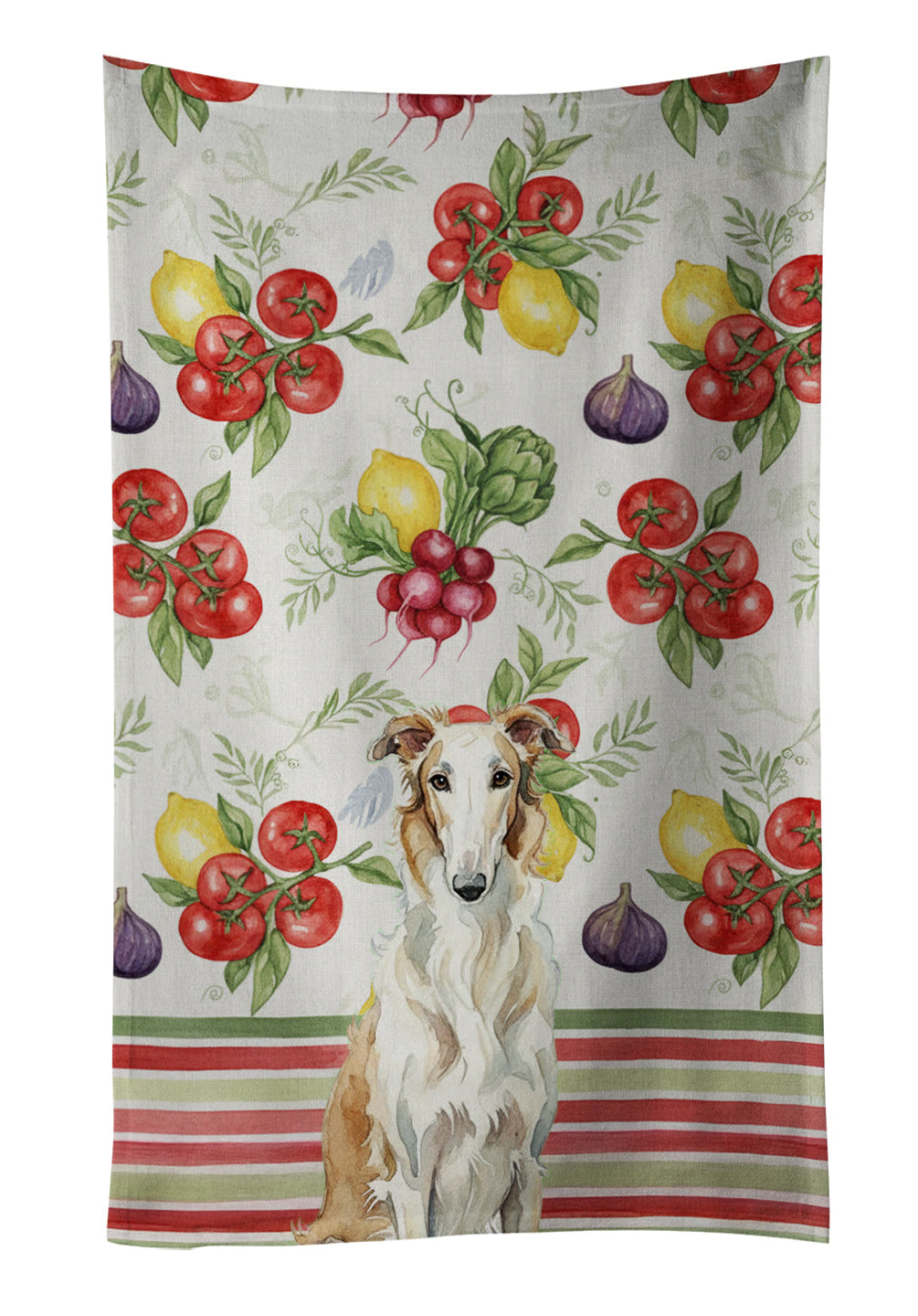 Borzoi Vegetables Kitchen Towel Velour Plush Front and Cotton Loop Back Machine Washable