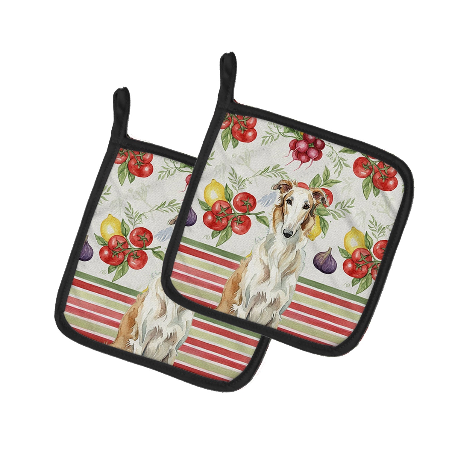 Borzoi Vegetables Pot Holder Set of 2 Heat Resistant Quilted Hot Pads 7.5 x 7.5 Inch, Insulated Kitchen Trivets for Cooking & Baking
