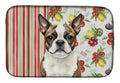 Brindle Boston Terrier Vegetables Dish Drying Mat Absorbent Dish Drying Mat Pad for Kitchen Counter Dish Drainer Mat for Countertop, 14 x 21", Multicolor