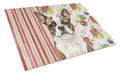 Brindle Boston Terrier Vegetables Cutting Board Tempered Glass Kitchen Cutting Surface, Heat Resistant Chopping, Non-Slip Feet, Food Prep & Serving