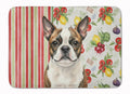Brindle Boston Terrier Vegetables Memory Foam Kitchen Mat Machine Washable Anti-Fatigue Cushion Comfort Bath or Kitchen Rug