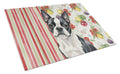 Boston Terrier Vegetables Cutting Board Tempered Glass Kitchen Cutting Surface, Heat Resistant Chopping, Non-Slip Feet, Food Prep & Serving