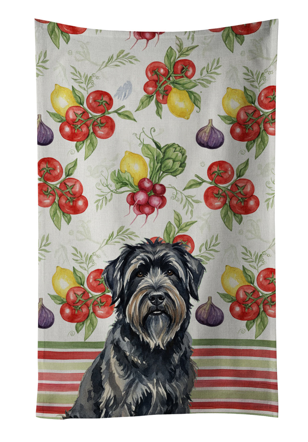 Bouvier des Flandres Vegetables Kitchen Towel Velour Plush Front and Cotton Loop Back Machine Washable