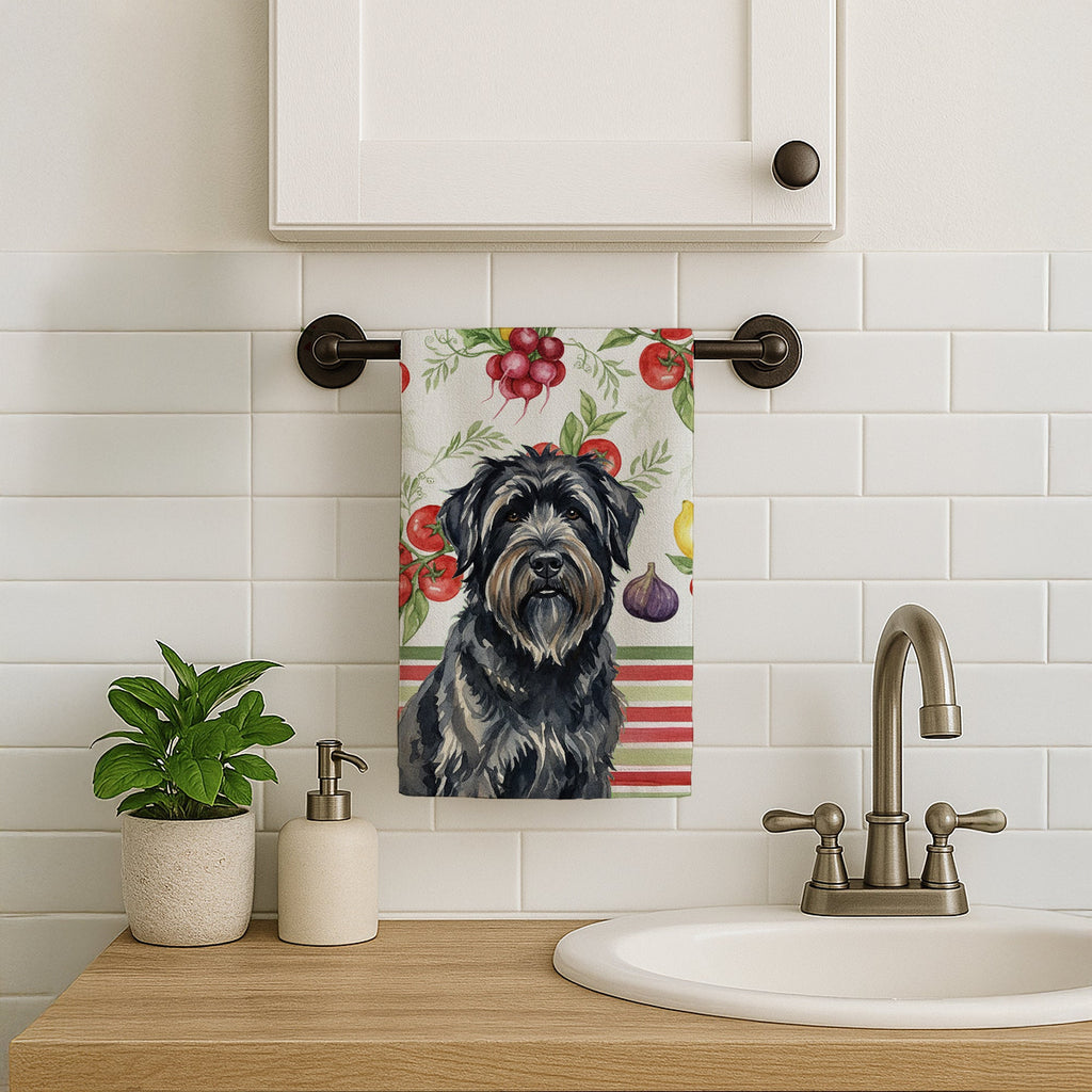 Bouvier des Flandres Vegetables Kitchen Towel Velour Plush Front and Cotton Loop Back Machine Washable