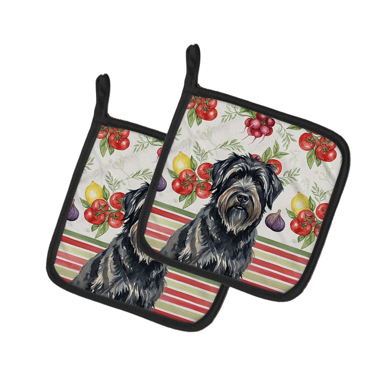 Bouvier des Flandres Vegetables Pot Holder Set of 2 Heat Resistant Quilted Hot Pads 7.5 x 7.5 Inch, Insulated Kitchen Trivets for Cooking & Baking