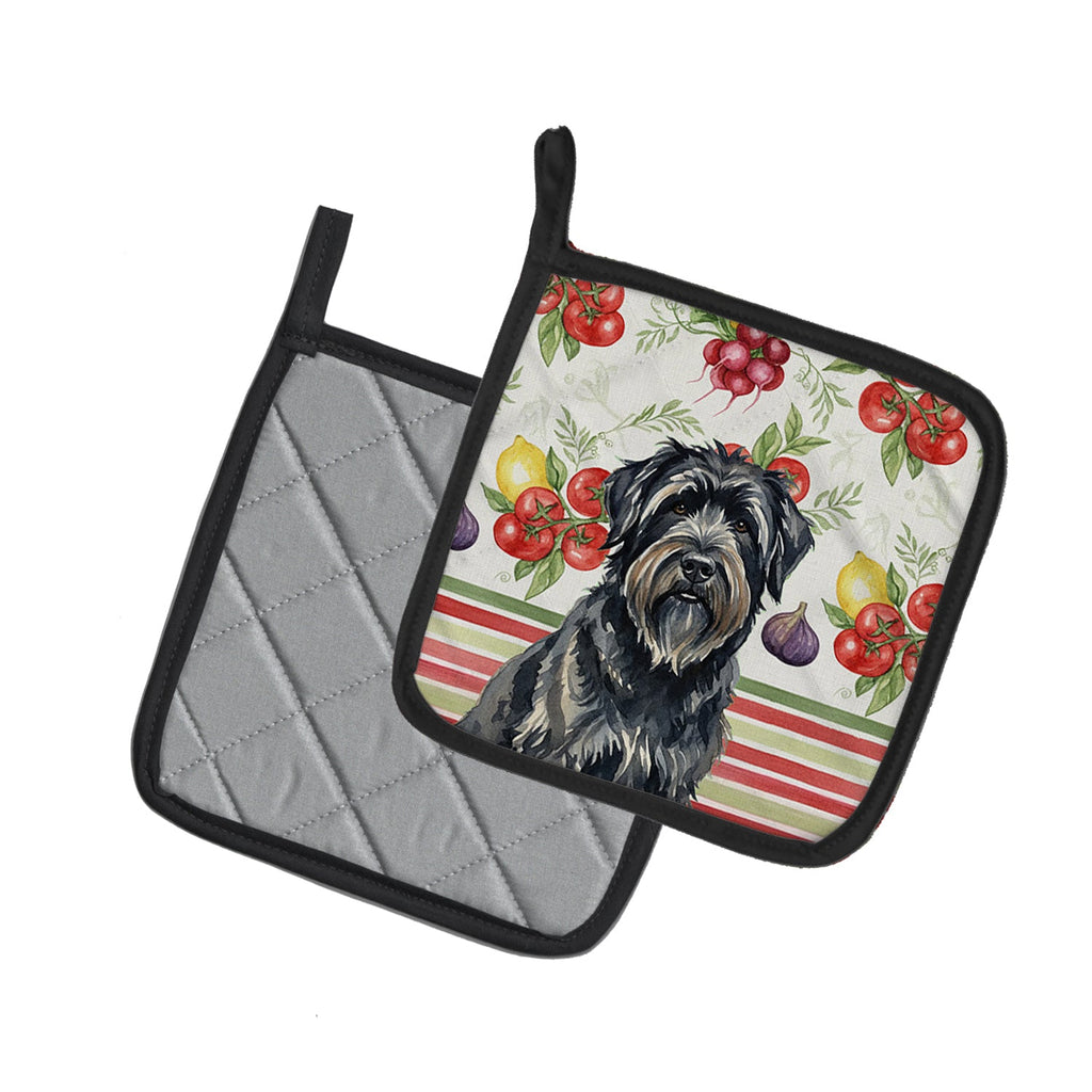 Bouvier des Flandres Vegetables Pot Holder Set of 2 Heat Resistant Quilted Hot Pads 7.5 x 7.5 Inch, Insulated Kitchen Trivets for Cooking & Baking