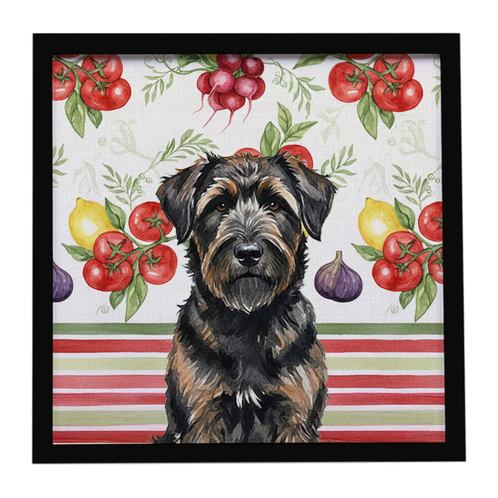 Brindle Bouvier des Flandres Vegetables Framed Metal Print Bathroom, Kitchen, Office, Home Decor Wall Art Ready to Hang, Square, 8X8