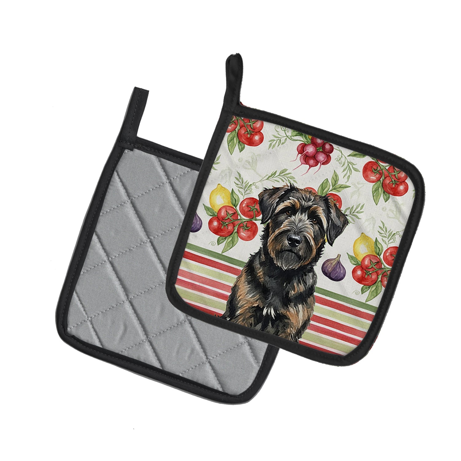 Brindle Bouvier des Flandres Vegetables Pot Holder Set of 2 Heat Resistant Quilted Hot Pads 7.5 x 7.5 Inch, Insulated Kitchen Trivets for Cooking & Baking