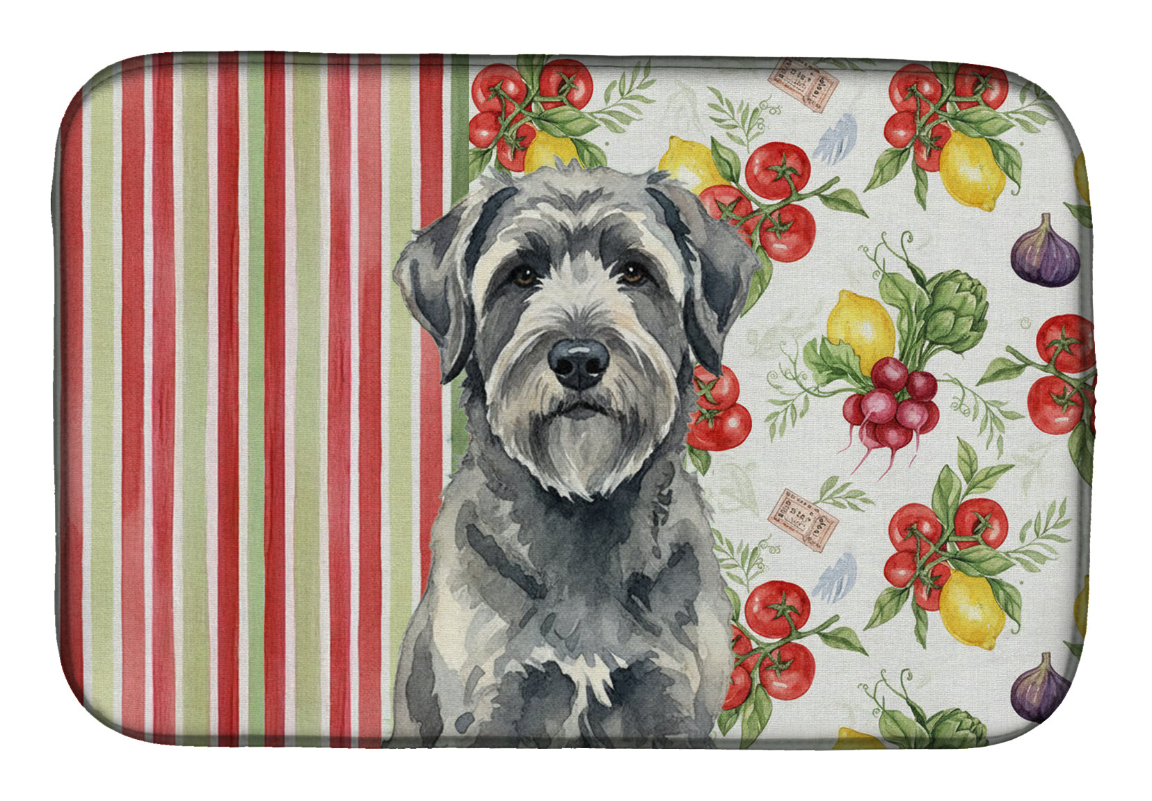 Gray Bouvier des Flandres Vegetables Dish Drying Mat Absorbent Dish Drying Mat Pad for Kitchen Counter Dish Drainer Mat for Countertop, 14 x 21", Multicolor