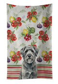 Gray Bouvier des Flandres Vegetables Kitchen Towel Velour Plush Front and Cotton Loop Back Machine Washable
