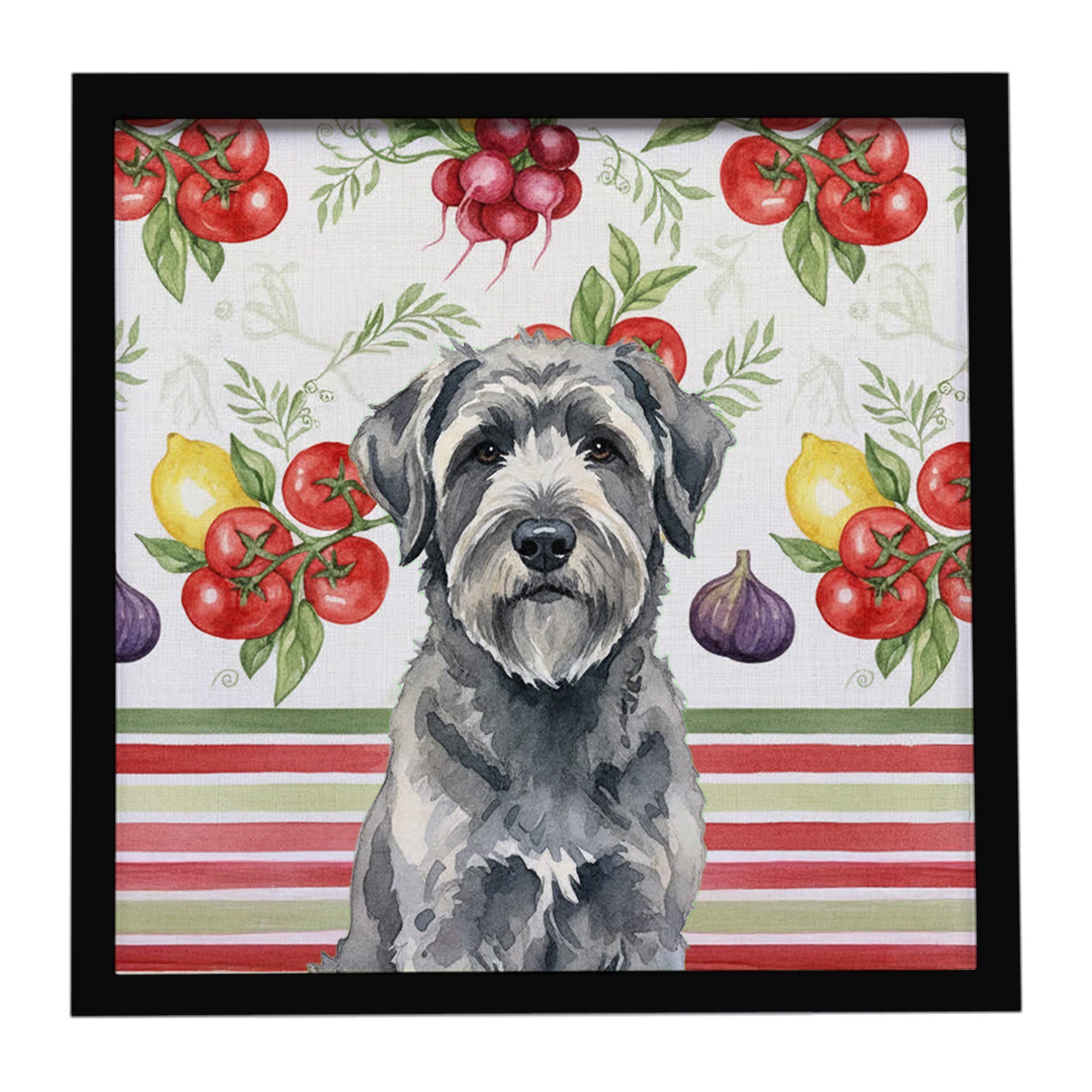 Gray Bouvier des Flandres Vegetables Framed Metal Print Bathroom, Kitchen, Office, Home Decor Wall Art Ready to Hang, Square, 8X8