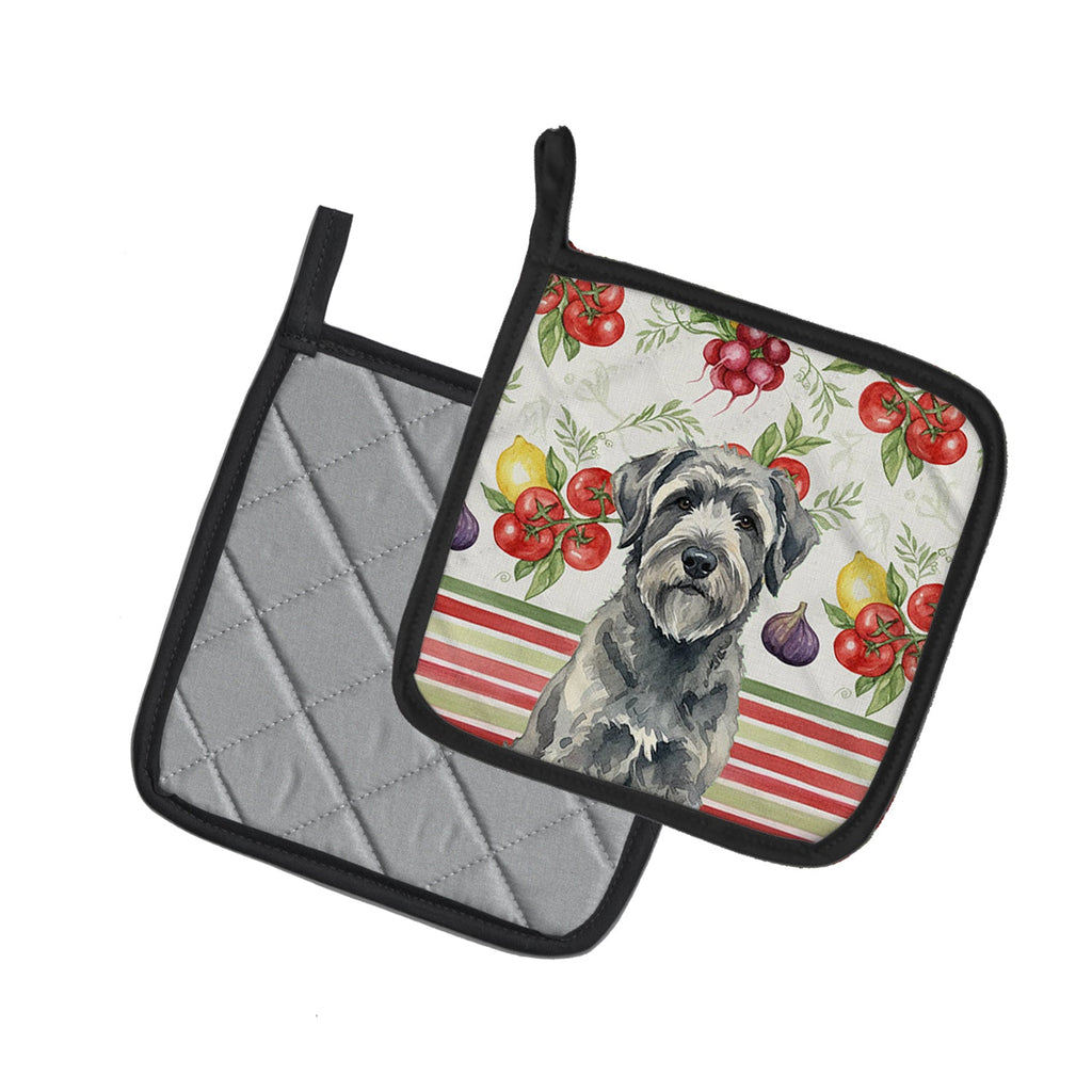 Gray Bouvier des Flandres Vegetables Pot Holder Set of 2 Heat Resistant Quilted Hot Pads 7.5 x 7.5 Inch, Insulated Kitchen Trivets for Cooking & Baking