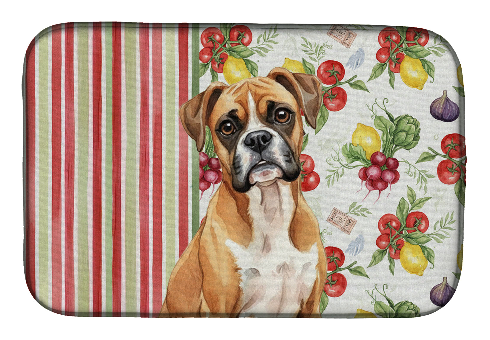 Boxer Vegetables Dish Drying Mat Absorbent Dish Drying Mat Pad for Kitchen Counter Dish Drainer Mat for Countertop, 14 x 21", Multicolor