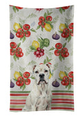 White Boxer Vegetables Kitchen Towel Velour Plush Front and Cotton Loop Back Machine Washable