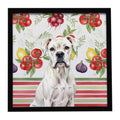 White Boxer Vegetables Framed Metal Print Bathroom, Kitchen, Office, Home Decor Wall Art Ready to Hang, Square, 8X8