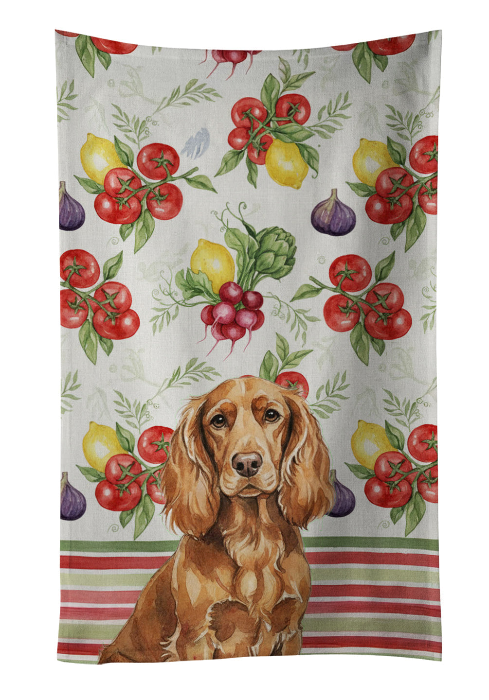 Boykin Spaniel Vegetables Kitchen Towel Velour Plush Front and Cotton Loop Back Machine Washable