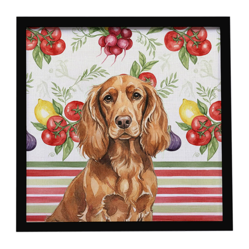 Boykin Spaniel Vegetables Framed Metal Print Bathroom, Kitchen, Office, Home Decor Wall Art Ready to Hang, Square, 8X8